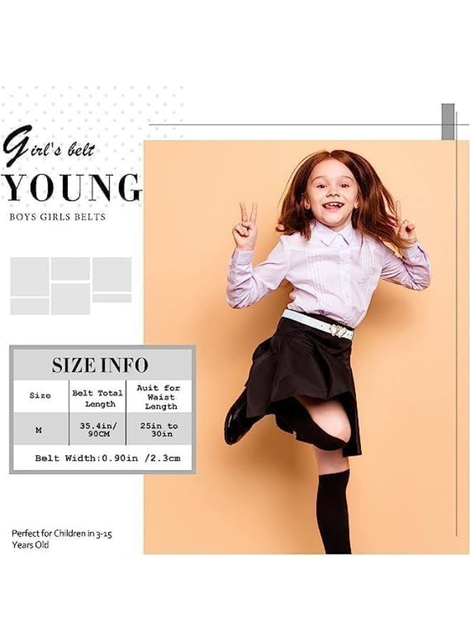 ChicAbode Kids Double Heart Belt - 4 Pcs Girls PU Faux Leather Waist Belt for Dress Pants, M Size for 6-12 Years - Image 4